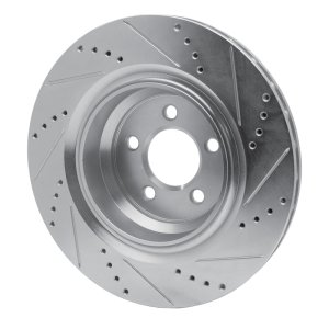 Chrysler 300 Brake Rotor (1) - Rear Left - R1 Concepts - Drilled & Slotted - Silver - `05-`23